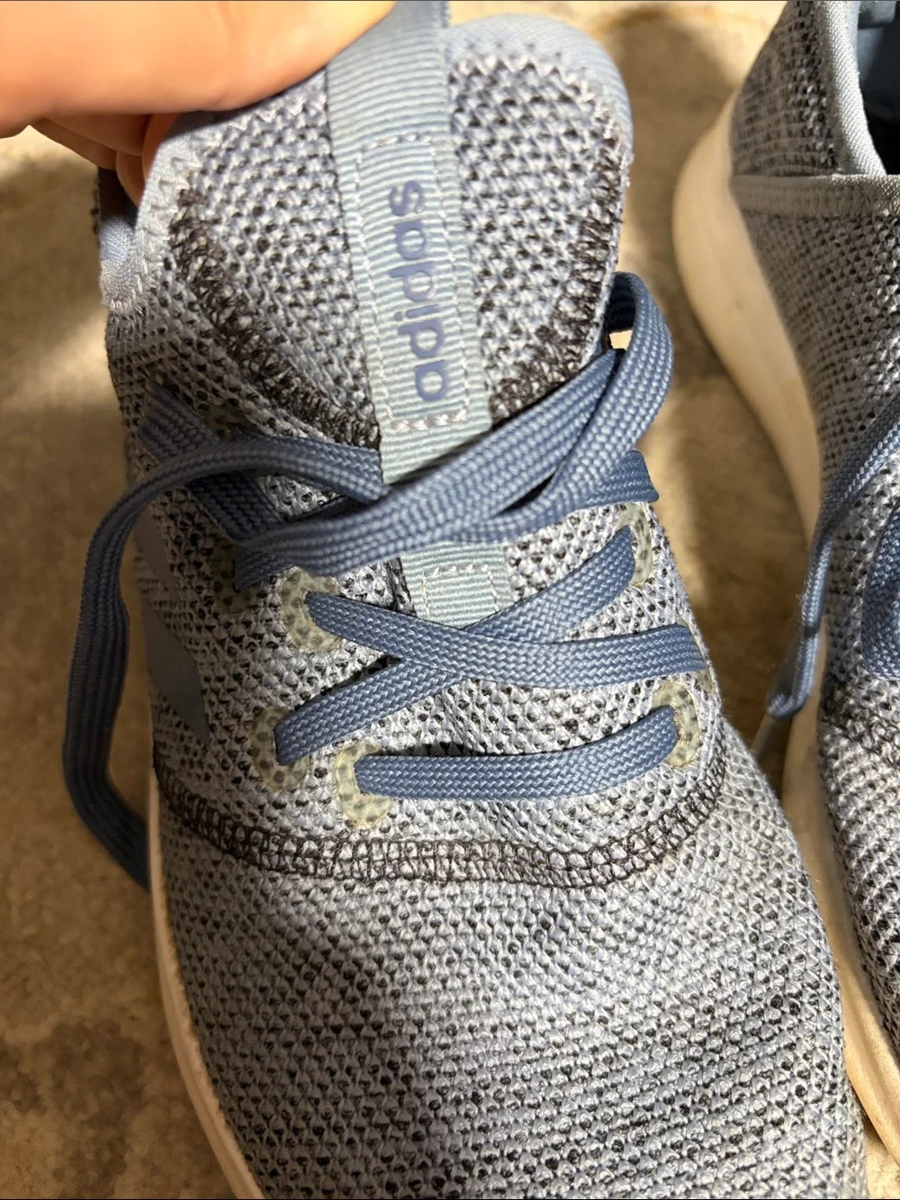adidas Light Blue Knit Lace-Up Slip-On Sneakers